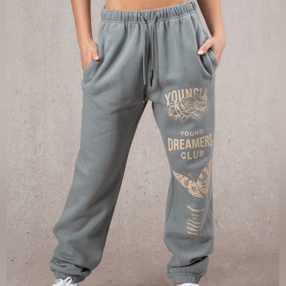 Young LA Women’s 100% Cotton Joggers in Grey Size Medium